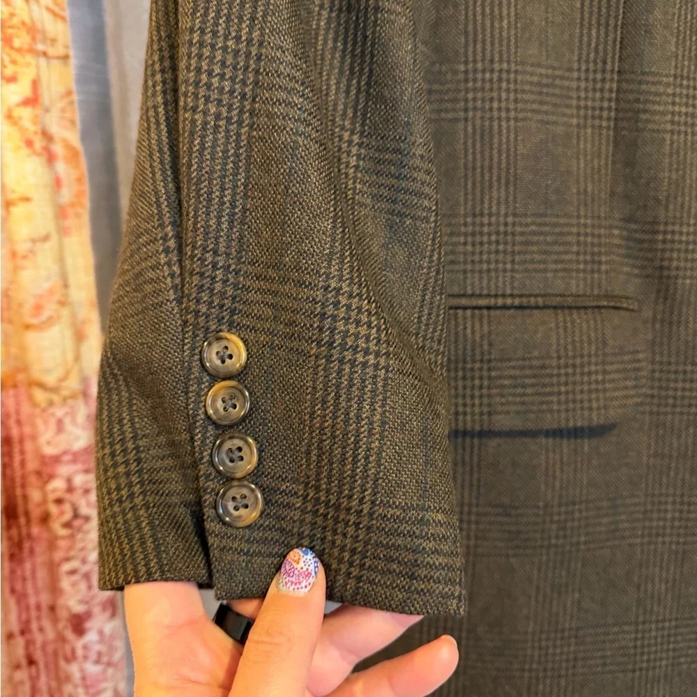 Oscar de la Renta Brown Checkered Blazer
